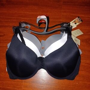 No Boundaries Set Of 3 Bras Black White & Grey